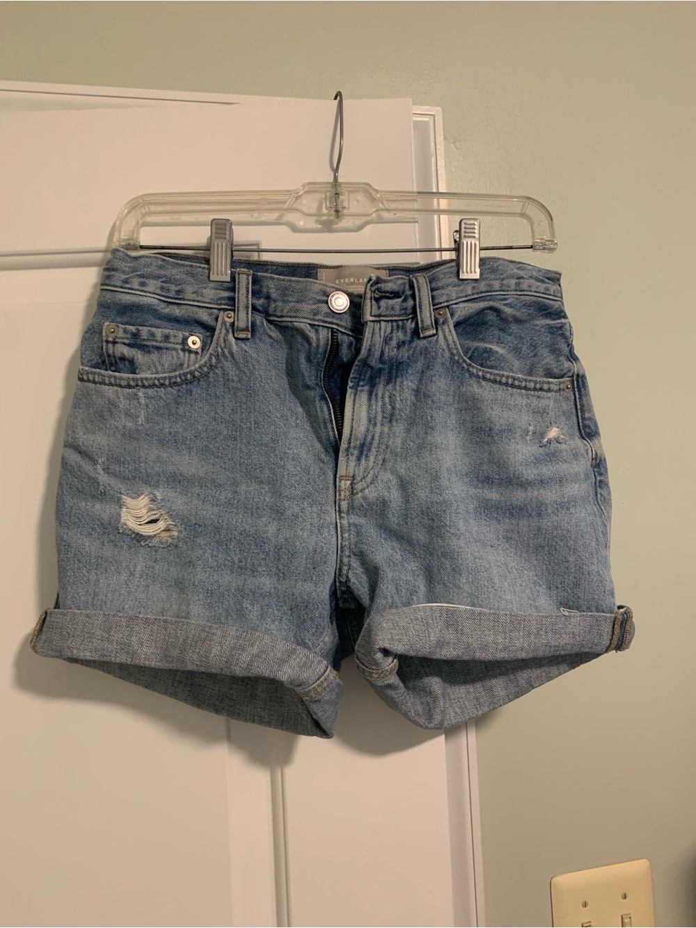 Everlane Light Wash Rolled Cuff Denim Shorts